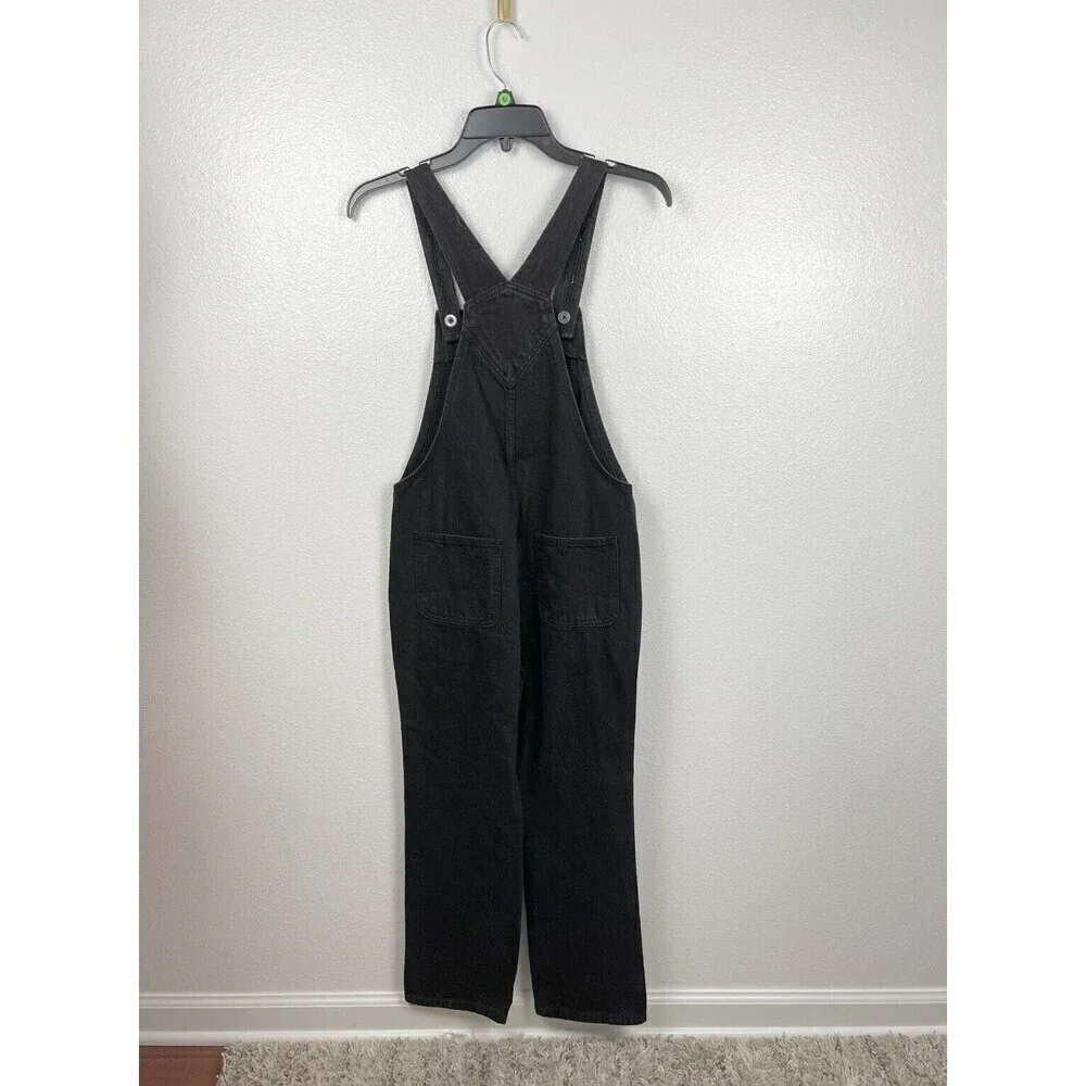 OLD NAVY Kid's Overalls Denim Black Cotton Unisex Boy's Girl's Large 10/12